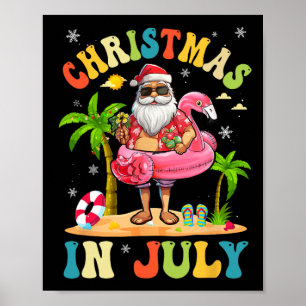 Weihnachten im Juli Lustiger Santa Sommer Strandfe Poster