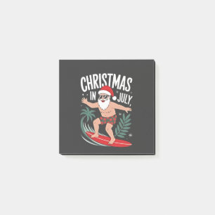 Weihnachten im Juli Lustiger Surfing Santa Urlaub Post-it Klebezettel