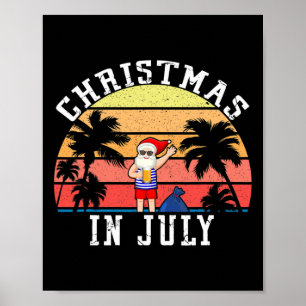 Weihnachten im Juli Lustiger Vintage-Santa Sommers Poster