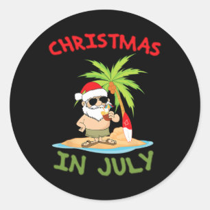 Weihnachten im Juli Lustiges T-Shirt Santa Schwanz Runder Aufkleber