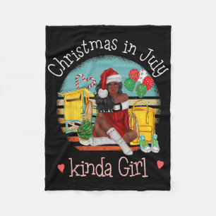 Weihnachten im Juli Mädchen Melanin Frau Santa I Fleecedecke