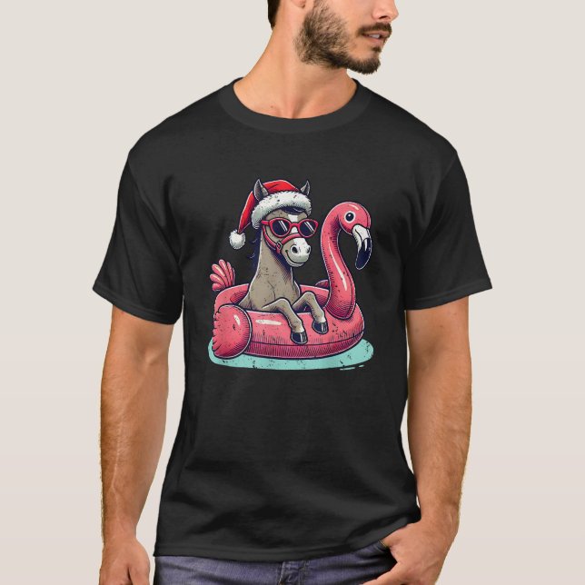Weihnachten im Juli Mama Santa Flamingo T-Shirt (Vorderseite)