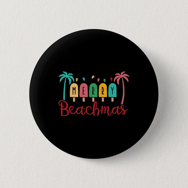 Weihnachten im Juli Merry Beachmas Sommerferien  Button (Vorderseite)