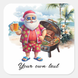 Weihnachten im Juli mit dem Weihnachtsmann am Stra Quadratischer Aufkleber