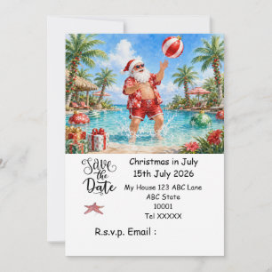 Weihnachten im Juli mit dem WEIHNACHTSMANN Datum s Einladung