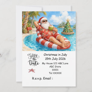 Weihnachten im Juli mit dem WEIHNACHTSMANN Datum s Einladung