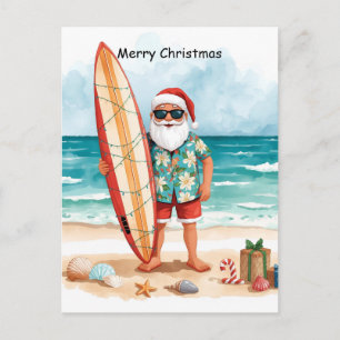 Weihnachten im Juli mit dem WEIHNACHTSMANN surfen  Postkarte