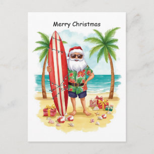 Weihnachten im Juli mit dem WEIHNACHTSMANN surfen Postkarte