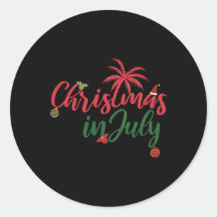Weihnachten im Juli mit Palmen und Ornamenten  Runder Aufkleber