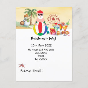 Weihnachten im Juli mit SANTA CLAUS am Strand Postkarte