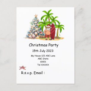 Weihnachten im Juli mit SANTA CLAUS am Strand Postkarte