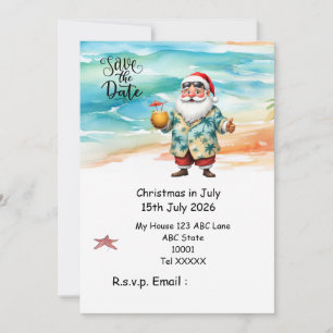 Weihnachten im Juli mit SANTA CLAUS Datum speicher Einladung