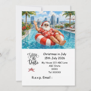 Weihnachten im Juli mit SANTA CLAUS Datum speicher Einladung