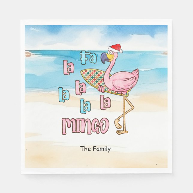 Weihnachten im Juli mit SANTA CLAUS Flamingo Serviette (Vorderseite)