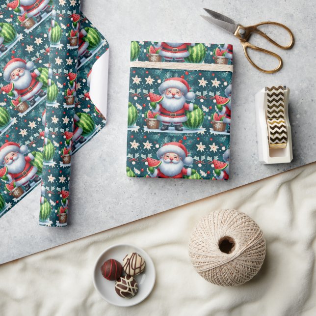 Weihnachten im Juli mit SANTA CLAUS Geschenkpapier (Kunsthandwerk)