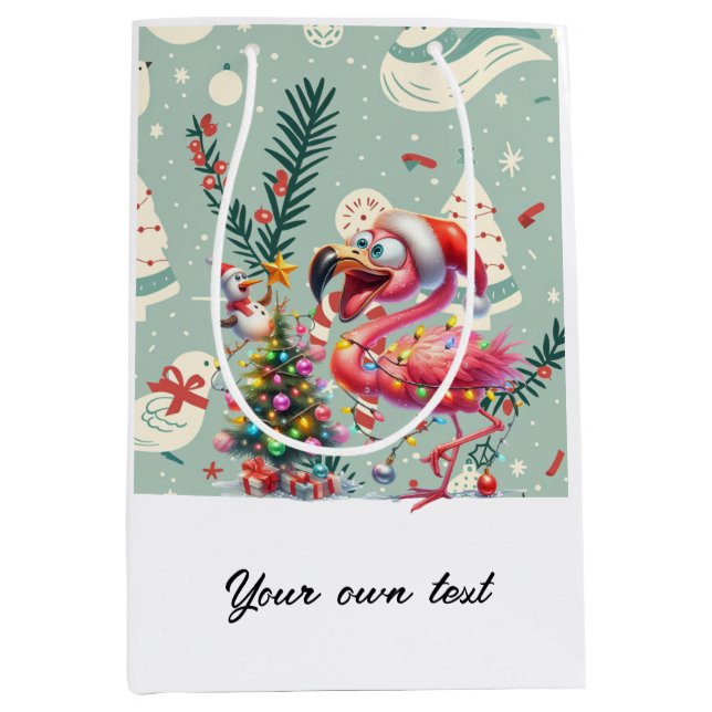 Weihnachten im Juli mit Santa Flamingo Tanz Mittlere Geschenktüte (Vorderseite)