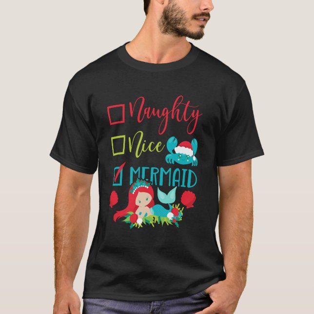Weihnachten im Juli Naughty Nice Meerjungfrau Somm T-Shirt (Vorderseite)