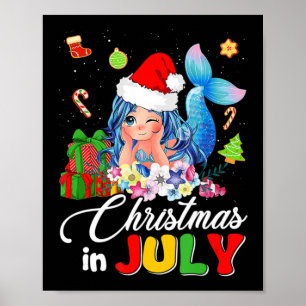 Weihnachten im Juli Niedlich Anime Mermaid Weihnac Poster