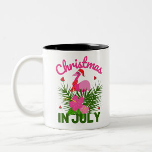 Weihnachten im Juli niedlich im Sommer flamingo Zweifarbige Tasse