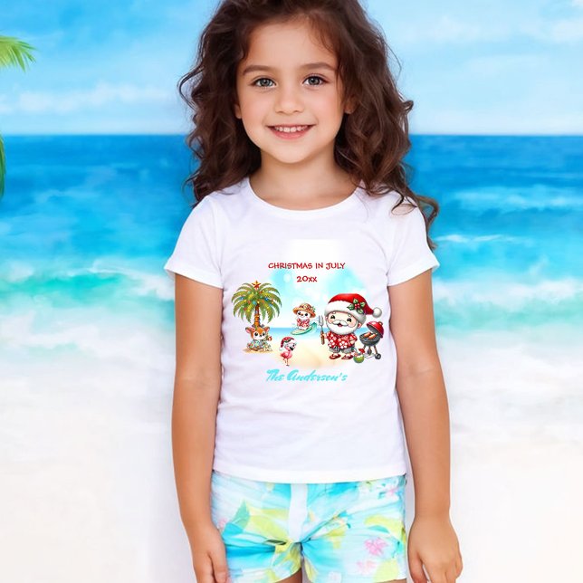 Weihnachten im Juli Niedlich Santa Tropical Summer T-Shirt (Christmas In July Cute Santa Tropical Summer Name Girls' T-Shirt)
