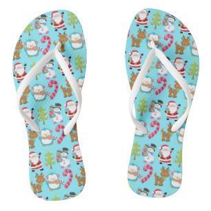 Weihnachten im Juli Niedlich Winter Blue Santa Sno Flip Flops