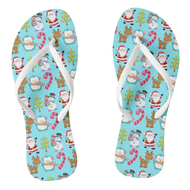 Weihnachten im Juli Niedlich Winter Blue Santa Sno Flip Flops (Fußbett)