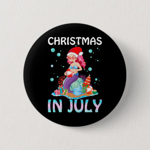 Weihnachten im Juli Niedliche Meerjungfrau Sommer Button