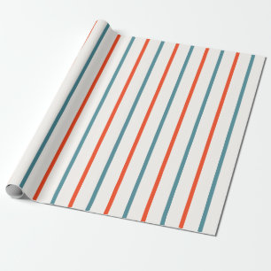 Weihnachten im Juli Orange Blue Stripes Party Geschenkpapier