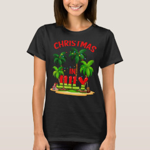Weihnachten im Juli Palm Tre Xmas Trem Light Somme T-Shirt