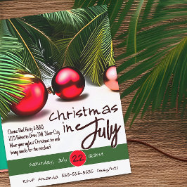 Weihnachten im Juli Palm Tree Rote Ornamente Tropi Einladung