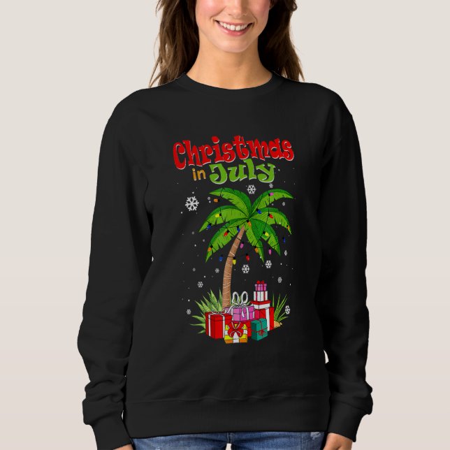 Weihnachten im Juli Palm Tree Xmas Tree Beach Somm Sweatshirt (Vorderseite)