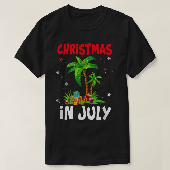 Weihnachten im Juli Palm Tree Xmas Tree Beach Somm T-Shirt (Design vorne)