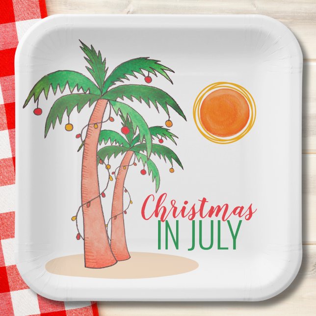 Weihnachten im Juli Palm Trees Party Paper Teller (Von Creator hochgeladen)