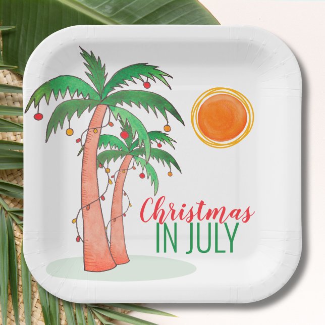 Weihnachten im Juli Palm Trees Party Paper Teller (Von Creator hochgeladen)