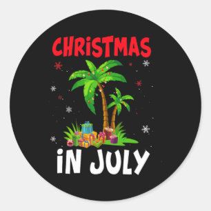 Weihnachten im Juli Palme Xmas Baum Strand Sommer Runder Aufkleber