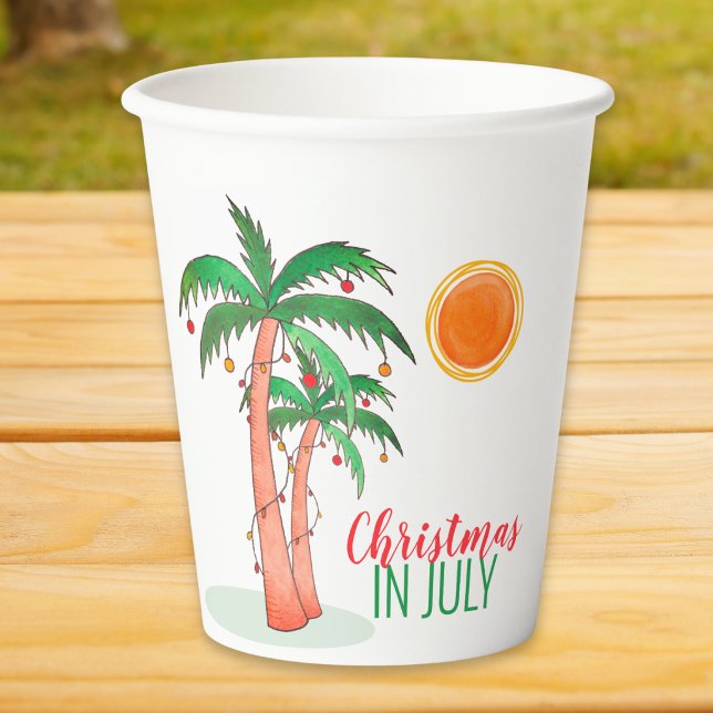 Weihnachten im Juli Palmen Bäume Pappbecher (Von Creator hochgeladen)