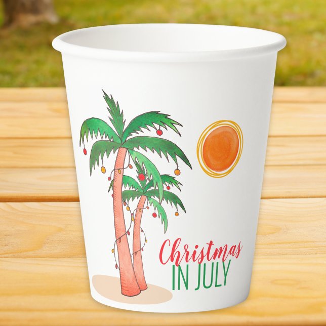 Weihnachten im Juli Palmen Bäume Pappbecher (Von Creator hochgeladen)