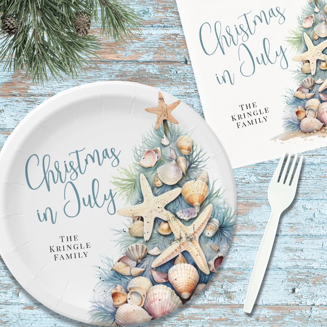 Weihnachten im Juli Pappteller (Beach Christmas In July Paper Plates)