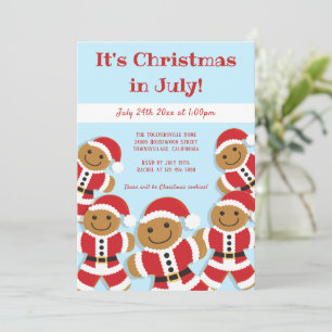 Weihnachten im Juli Party Gingerbret Santa Einladu Einladung