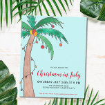 Weihnachten im Juli Party Palm Einladung<br><div class="desc">Christmas in July Party Palm Budget Einladung. Einladung an Family and friends to your Christmas Themed Summer Party with these fun festivations. They feature a watercolor of a decorated palm tree. Customize these party Einladungen with your details, change the word Celebration to Party or BBQ if you wish. All the...</div>