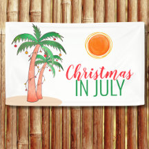 Weihnachten im Juli Party Palm Trees Banner