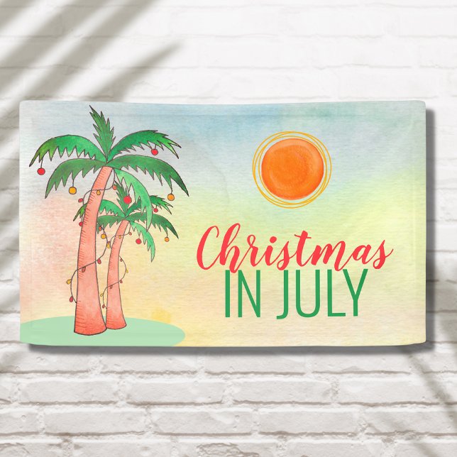 Weihnachten im Juli Party Palm Trees Banner (Von Creator hochgeladen)