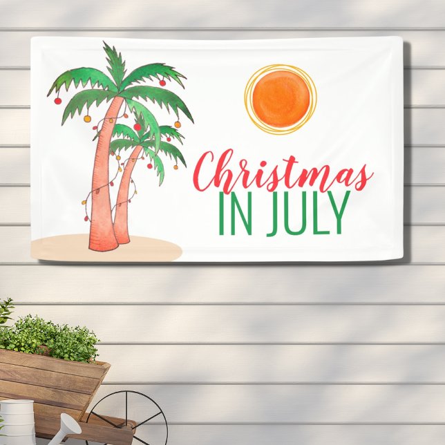 Weihnachten im Juli Party Palm Trees Banner (Von Creator hochgeladen)
