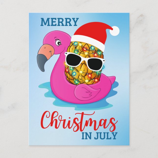 Weihnachten im Juli Pineapple Santas Hat Flamingo  (Vorderseite)