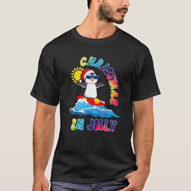 Weihnachten im Juli Pinguin Sonnenbrille Beach Som T-Shirt (Vorderseite)