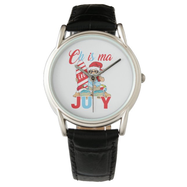Weihnachten im Juli Pink Flamingo Funny Xmas Men W Armbanduhr (Vorderseite)