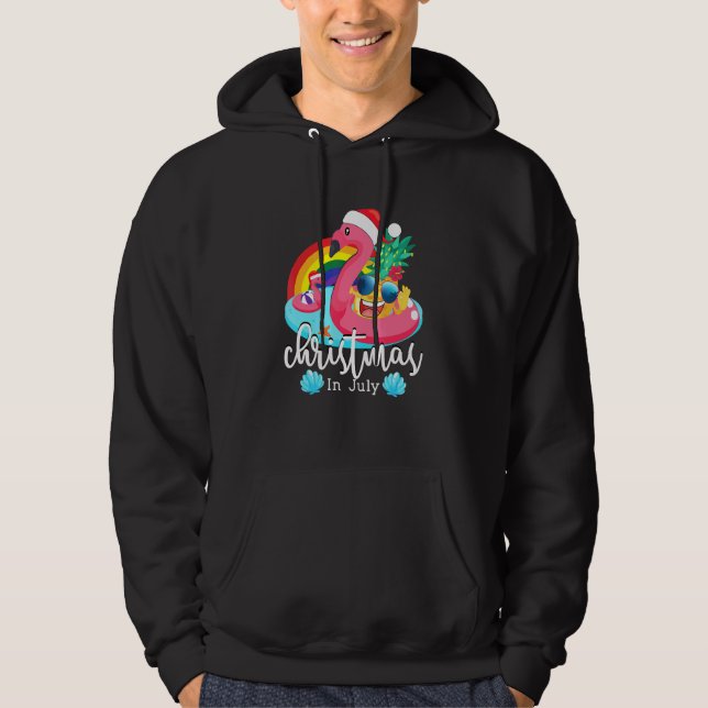Weihnachten im Juli Pink Flamingo Hawaiian Summer  Hoodie (Vorderseite)