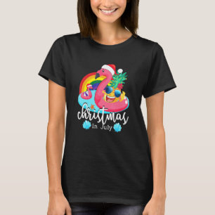 Weihnachten im Juli Pink Flamingo Hawaiian Summer T-Shirt