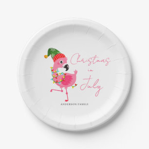 Weihnachten im Juli Pink Flamingo Tropical Pappteller