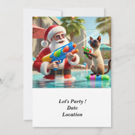 Weihnachten im Juli Pool Party mit dem Weihnachtsm Einladung